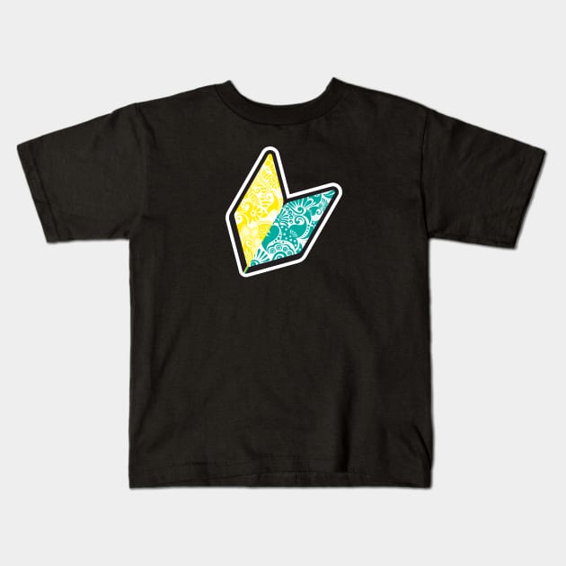 New Wakaba - JDM Shoshinsha tag, tattoo zentangle style design Kids T-Shirt by FayDesigns